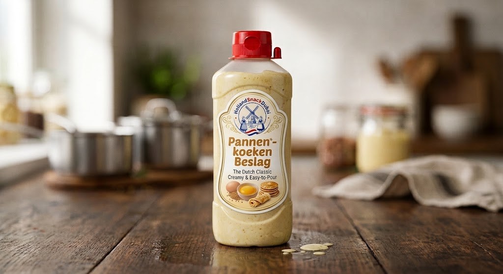 Bottle of pannenkoeken beslag (pancake batter)